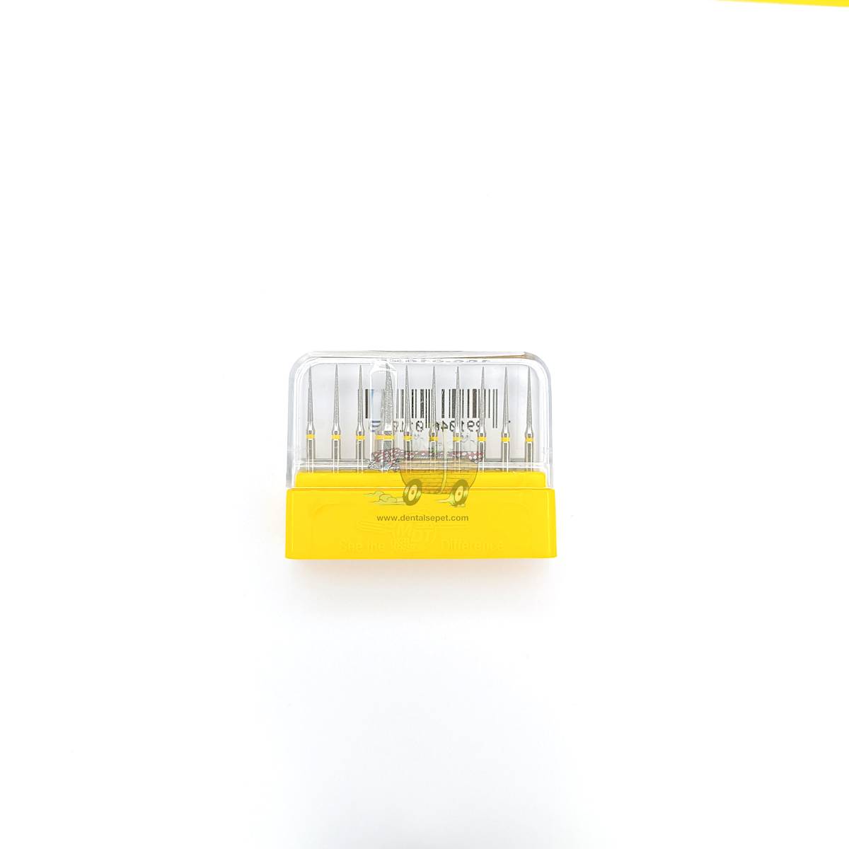 SWS DENTAL Avrupa - Aeratör İçin Sarı Kuşaklı Alev Uçlu Elmas Frez 5 Adet SWS.166-10XF