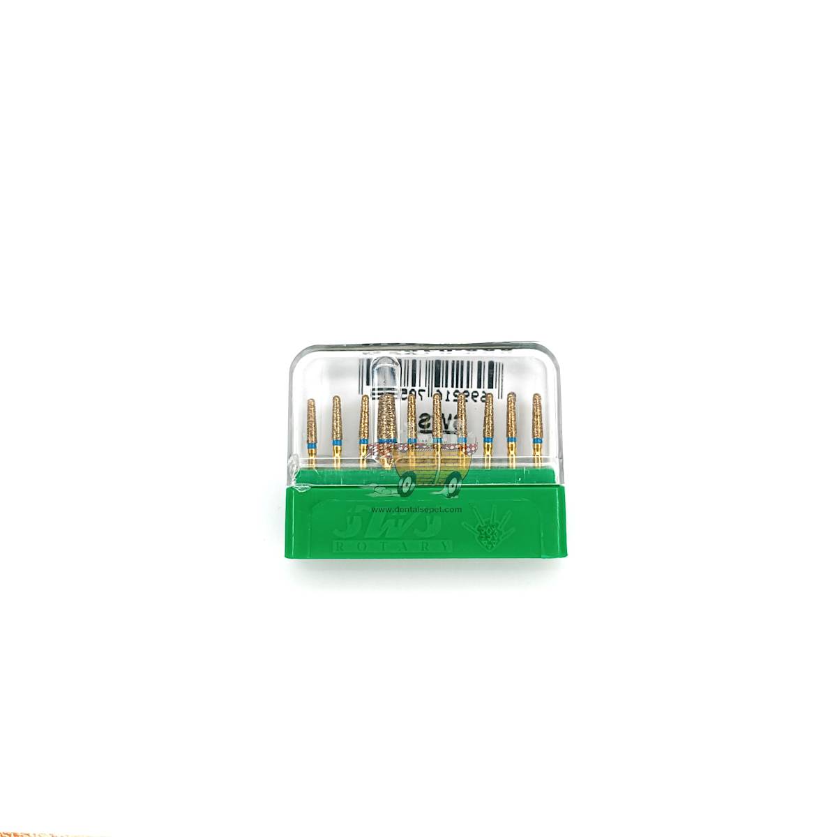 SWS DENTAL Avrupa - Aeratör İçin Konik - Alev Uçlu Mavi Kuşaklı Gold Elmas Frezi SWS.855-18SM - 10 Adet