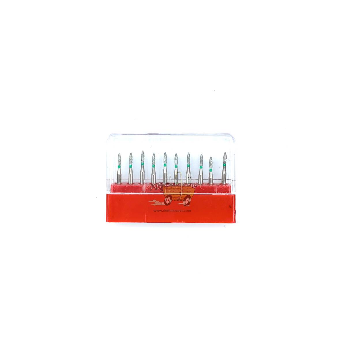 SWS DENTAL Avrupa - Aeratör İçin Yeşil Kuşaklı Kısa Chamfer Frez SWS.860-12C - 10 Adet