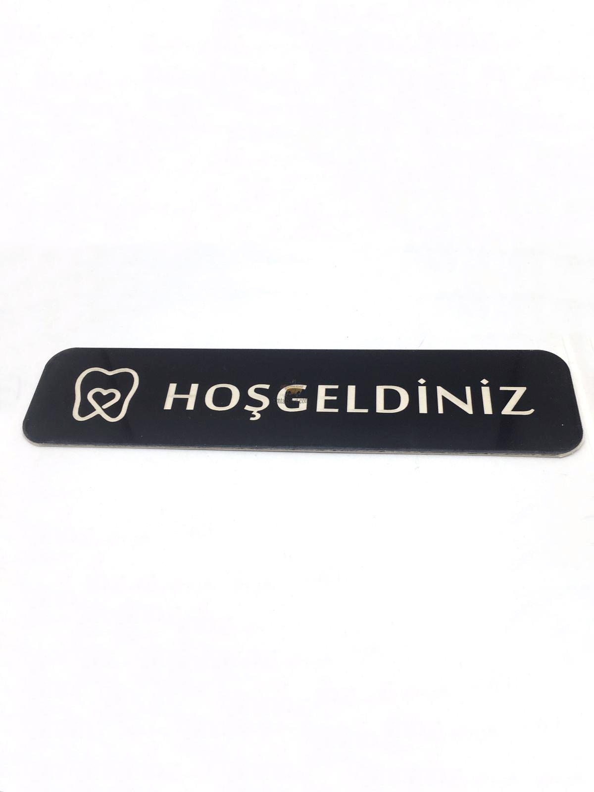 - HoşGeldiniz - Hazır Yazı 4,5 cm x 20 cm - Siyah