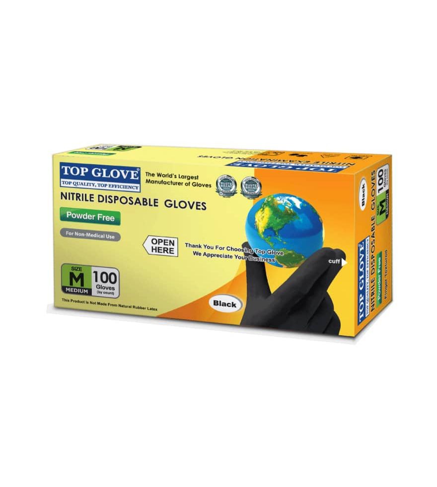 TOP GLOVE Nitril Eldiven Siyah (Pudrasız)