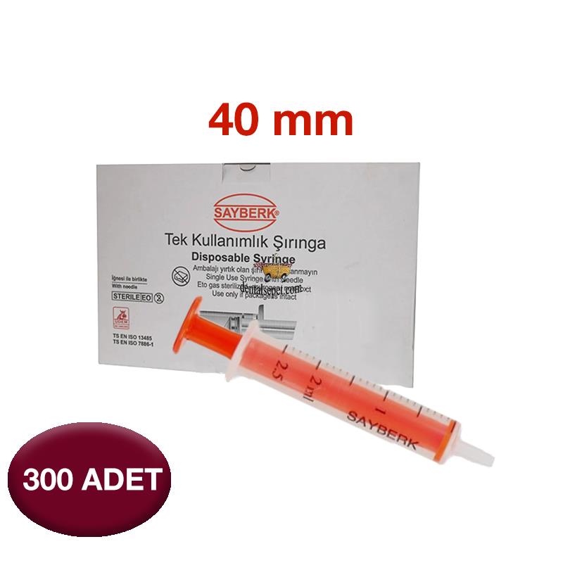 SAYBERK 300 Adet x 40 mm Dental Enjektör 2cc - Özel Renk
