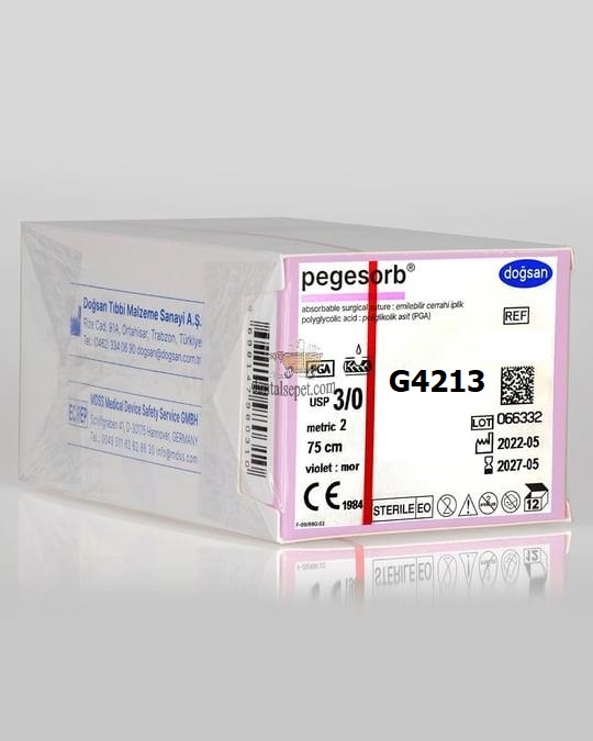 DOGSAN Pegesorb 3/0 20 3/8 Asagi Keskin 90cm PGA Emilebilir Sutur 12 Ad./Pkt - BKU