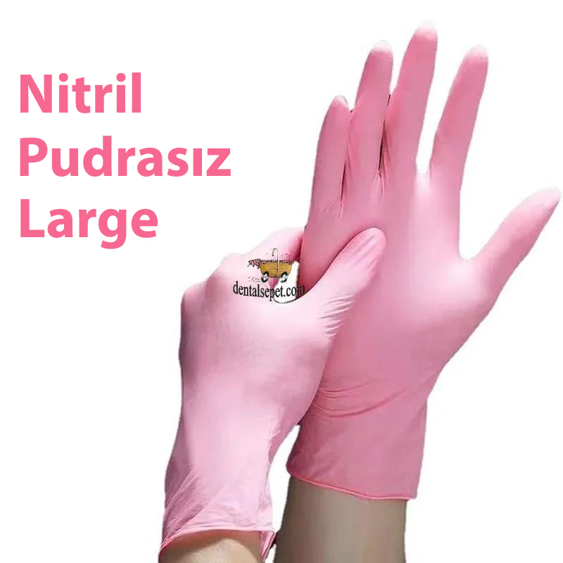 Nitril Pudrasız Pembe Eldiven Large