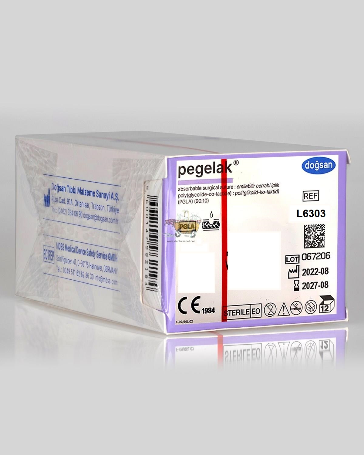 DOGSAN Pegelak 0 30 mm 3/8 Asagi Keskin 75cm PGLA Emilebilir Sutur 12 Ad./Pkt
