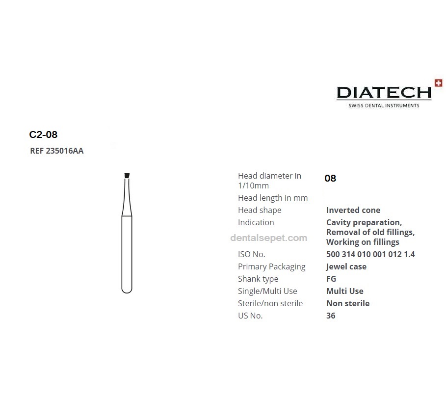 DIATECH Aerator İçin Tungsten Karpit (Carbide) Tersine Konik Frez No:08