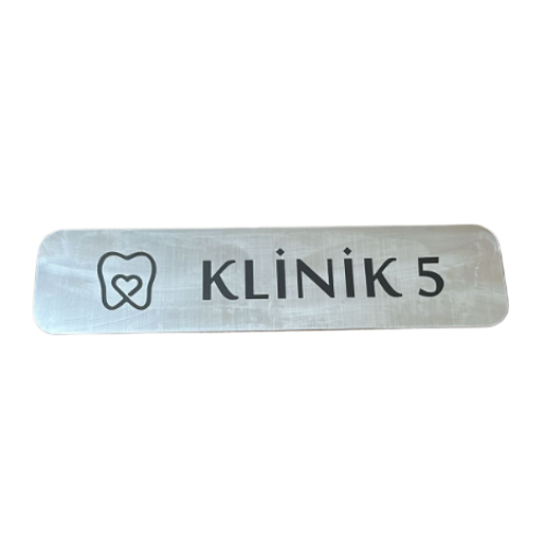 - Klinik 5 - Hazır Yazı 4,5 cm x 20 cm - Metal