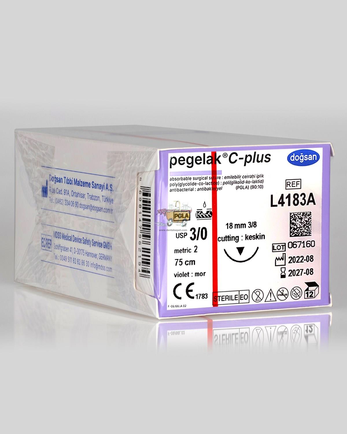 DOGSAN Pegelak 3/0 Asagi Keskin 75cm PGLA Emilebilir Sutur 12 Ad./Pkt - BKU