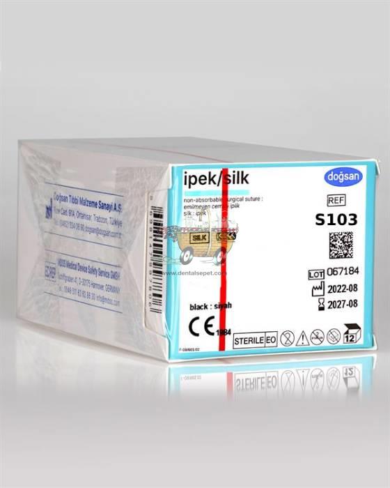DOGSAN Ipek 6/0 10 3/8 Asagi Keskin 45cm Ipek Emilemeyen Sutur 12 Ad./Pkt