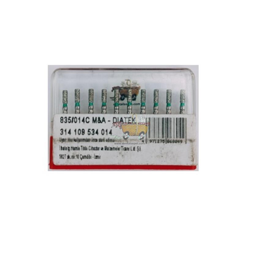 SWS DENTAL Avrupa - Yeşil Kuşaklı Kısa Fissür Aeratör Frez 835-014C - 10 Adet / 109-014