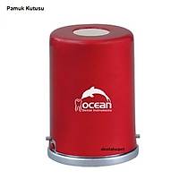 OCEAN Estetik Pamuk Kutusu - KIRMIZI - Paslanmaz �elik - Alttan �ttirmeli Yay Mekanizmal�