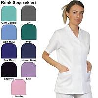 Klasik V Yaka Bayan Forma ��t��tl� K�sa Kollu �st S Beden