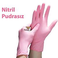 FIRSAT �R�N� !!! Nitril Pudras�z Pembe Eldiven X-Small