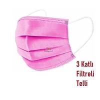 MAKSIMED 3 Katl Filtreli Cerrahi Yz Maskesi Pembe Renk (BFE %99,41)