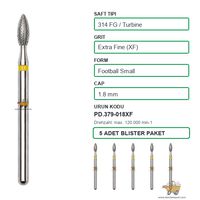PRIMA DENTAL �ngiltere - Aerat�r ��in Sar� Ku�akl� Elmas K���k Labut Armut U�lu Frez 379-018XF 1.8 mm 5'li