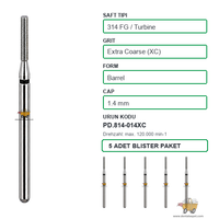PRIMA DENTAL �ngiltere - Aerat�r ��in Siyah Ku�akl� Elmas Varil U�lu Frez 814-014XC 1.4 mm 5'li