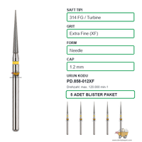 PRIMA DENTAL �ngiltere - Aerat�r ��in Sar� Ku�akl� Elmas Alev U�lu Frez 858-012XF 1.2 mm 5'li