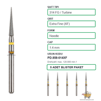 PRIMA DENTAL �ngiltere - Aerat�r ��in Sar� Ku�akl� Elmas Alev U�lu Frez 858-014XF 1.4 mm 5'li