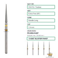 PRIMA DENTAL �ngiltere - Aerat�r ��in Sar� Ku�akl� Elmas Uzun Alev U�lu Frez 859-014XF 1.4 mm 5'li