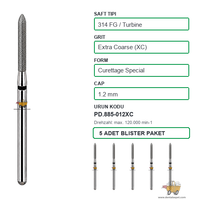PRIMA DENTAL �ngiltere - Aerat�r ��in Siyah Ku�akl� Elmas �zel K�retaj U�lu Frez 885-012XC 1.2 mm 5'li
