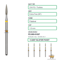 PRIMA DENTAL �ngiltere - Aerat�r ��in Sar� Ku�akl� Elmas Palatinal U�lu Frez 889-010XF 1.0 mm 5'li