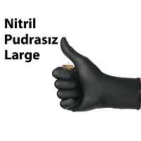 Nitril Pudras�z Siyah Eldiven Large