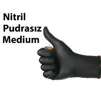 Nitril Pudras�z Siyah Eldiven Medium