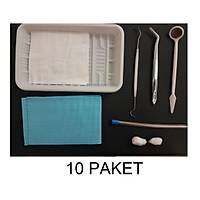 10 Paket Steril Muayene Seti (Ayna-Sond-Presel-Plastik Tepsi - rt)