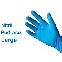 Nitril Pudrasz Mavi Eldiven Large
