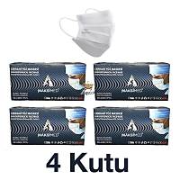 MAKSIMED 3 Katl� Filtreli Cerrahi Y�z Maskesi Beyaz Renk (BFE %99,41) 4 Kutu