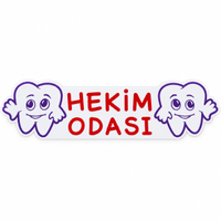 DENTALSEPET Hekim Odas� Kap� ve Duvar Levhas� - Beyaz K�rm�z�