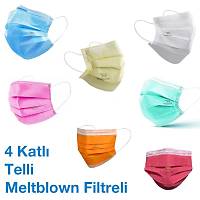 DENTALSEPET 4 Katl Maske Meltblown Filtreli Cerrahi Yz Maskesi (Renk Seebilirsiniz)