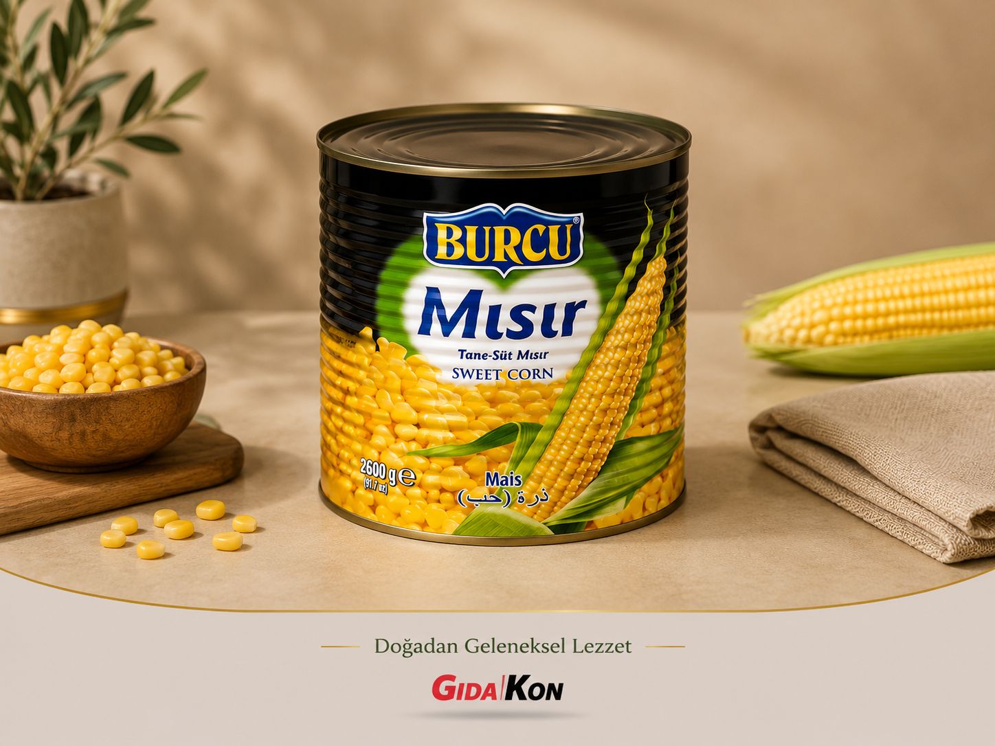 Burcu Konserve Mısır 2600 Gr(Süzme 1400 Gr)