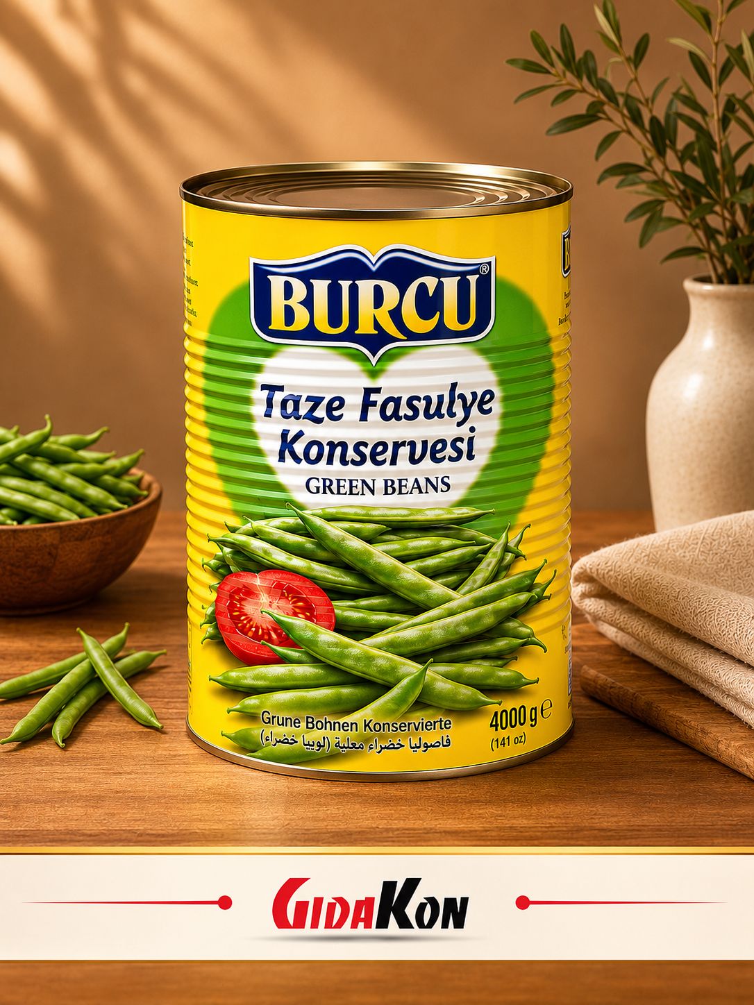 Burcu Taze Fasülye Konservesi 4000 Gr (SÜZME 2200 Gr)