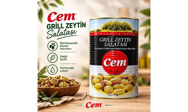 Cem Jumbo Izgara Domatesli Ye�il Zeytin Salatas� 4 KG*6 ad.
