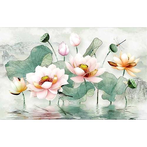 DL 7010 Lotus Çiçekli Non Woven Duvar Posteri