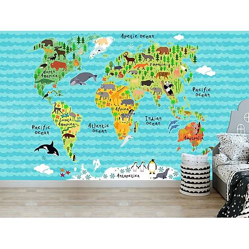 DL 7130 Dünya Haritası Çocuk Odası Duvar Posteri