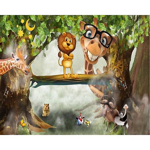 DL 7128 Aslan Zürafa Çocuk Odası Duvar Posteri
