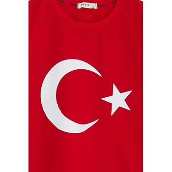 Çocuk Tişört Türk Bayraklı Kırmızı