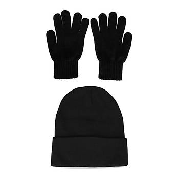 Basic Bere Ve Eldiven Klk Yn Unisex Siyah