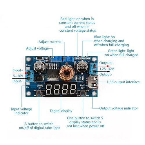 5A / Dc-Dc Gerilim Ayarl Buck Modl (XL4015 Chipset)