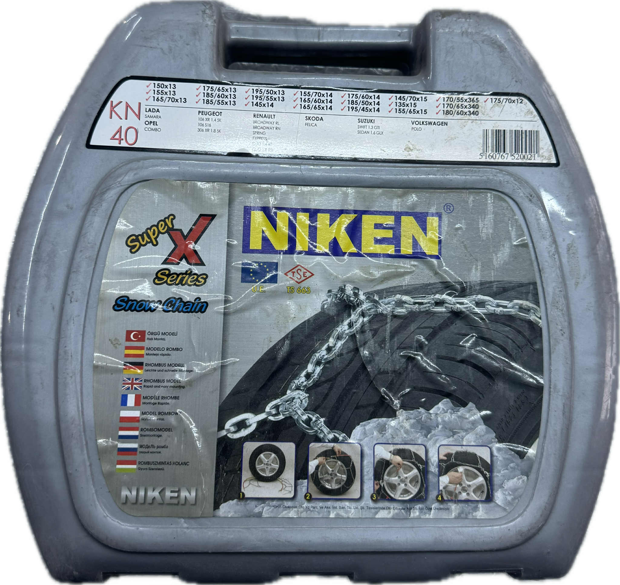 NIKEN Kn 40 serme Kar Zinciri 13-14 Jant uyumlu Super X Örgü Model