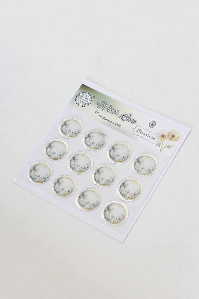 Mühürcüm 12 Adet Hazır Kendinden Yapışkanlı Çiçek Karahindiba Sticker Mühür KYSM108