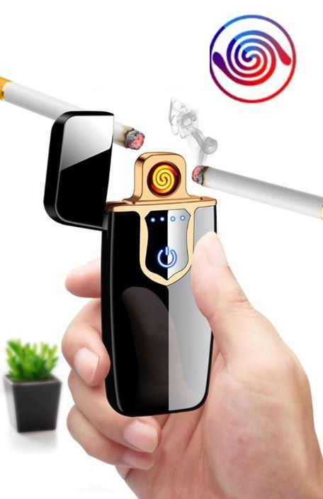 Rüzgar Geçirmez Dokunmatik İndüksiyon Tunsten Alevsiz Çakmak  USB Şarjlı