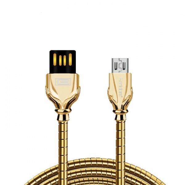 Earldom Android Telefonlar İçin 3A Data ve Zırhlı Hızlı Şarj Kablo Gold Metal    