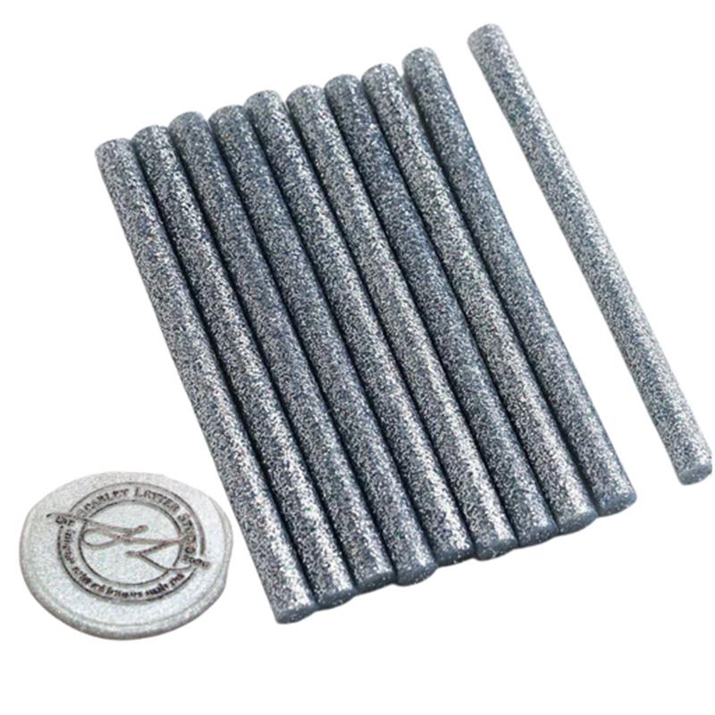 Mühür Mumu Simli Çubuk Sıcak Tutkal 7mm x 10cm 12 li Gümüş Renk