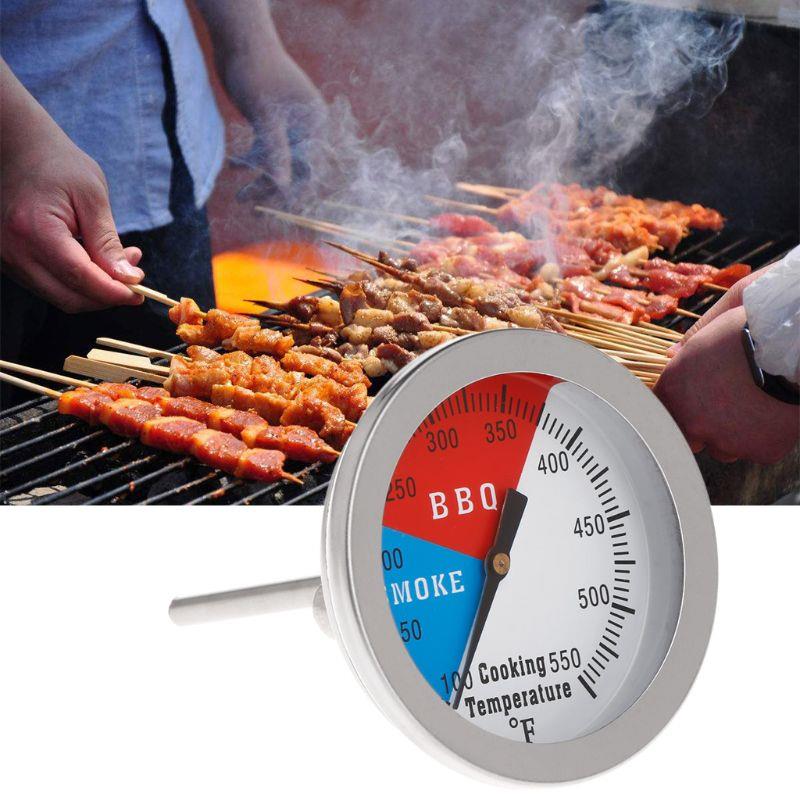 Isı Ölçer Termometre 38°-288° Paslanmaz Çelik Barbekü Sobası Izgara Göstergesi 