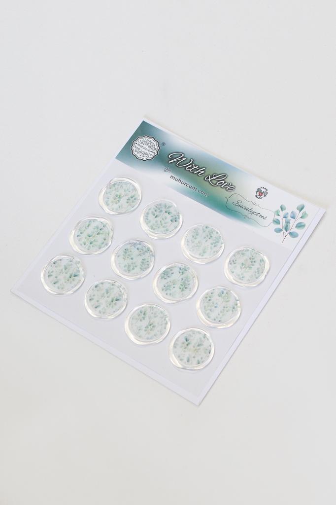 Mühürcüm 12 Adet Hazır Kendinden Yapışkanlı Okaliptüs Sticker Mühür KYSM106