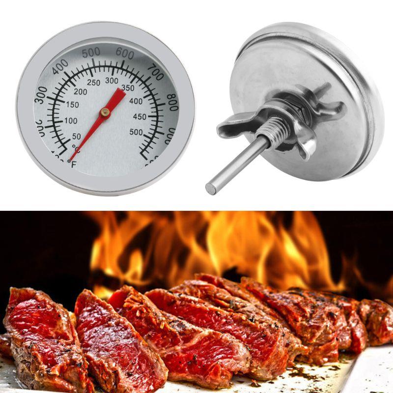 Isı Ölçer 50°-500° Paslanmaz Çelik Barbekü Sobası Izgara Termometresi 