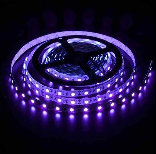 395nm UV 5V Şerit LED 5050 60/1 mt Yapışkanlı Kesilebilir